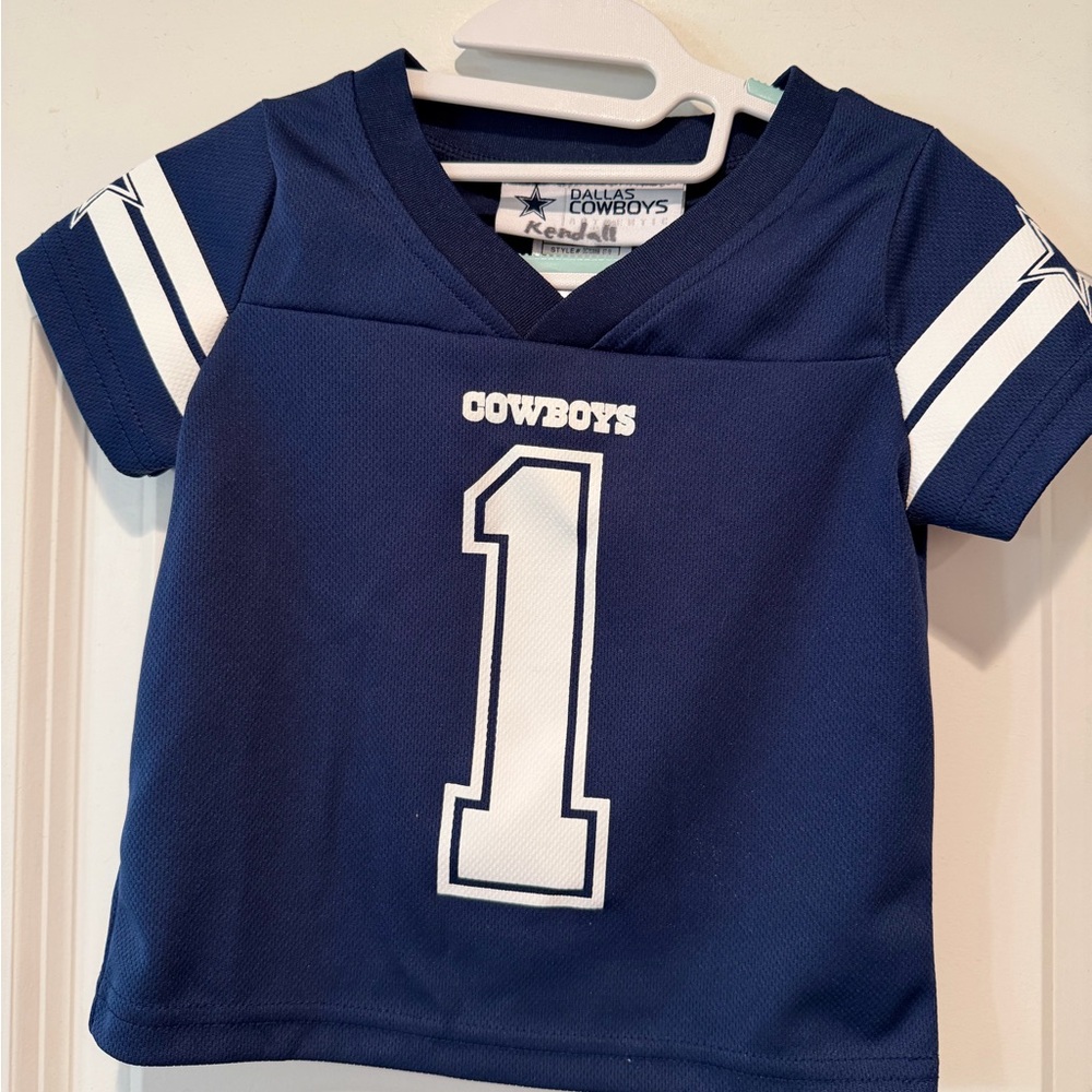 NFL Dallas Cowboys Navy and White #1 Kids Football Top